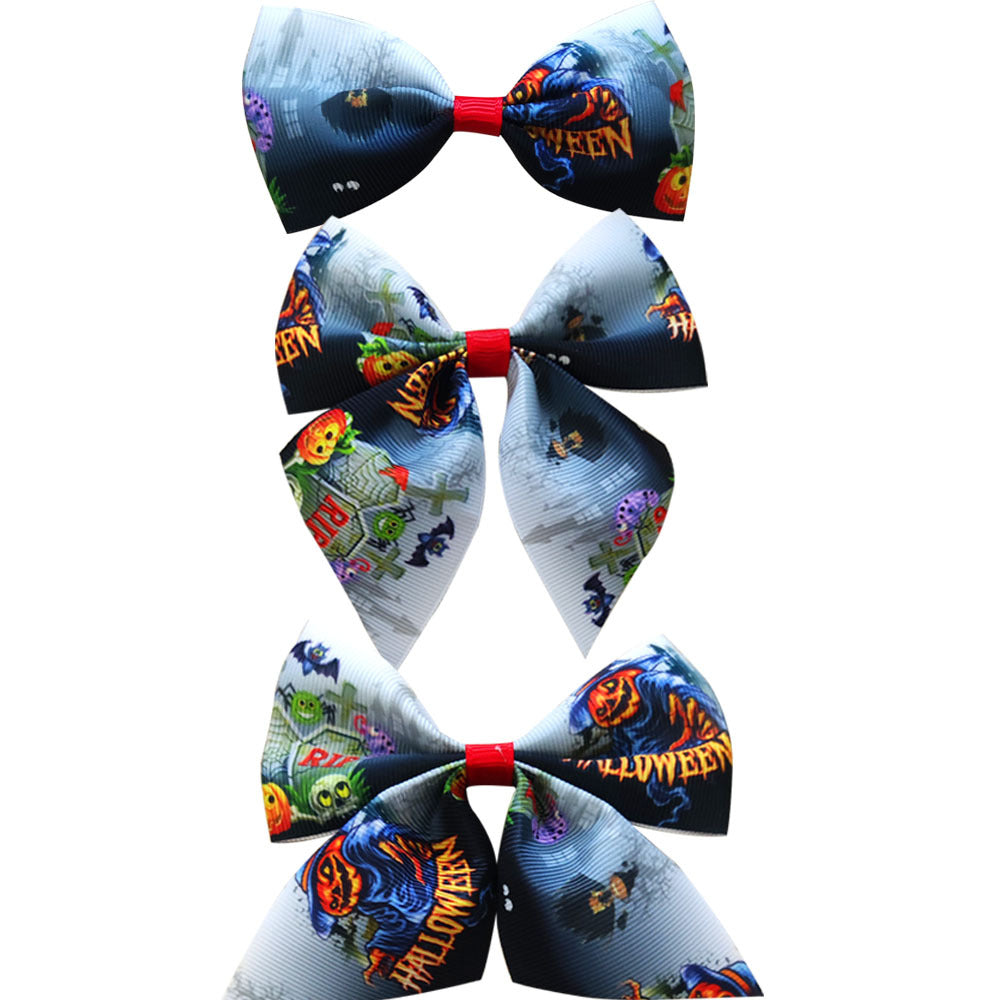 Wholesale Halloween 3-piece Set Printed Girl's Bow Hairpin